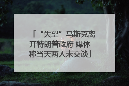 “失望”马斯克离开特朗普政府 媒体称当天两人未交谈