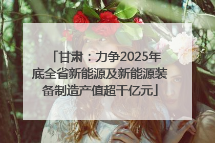 甘肃：力争2025年底全省新能源及新能源装备制造产值超千亿元