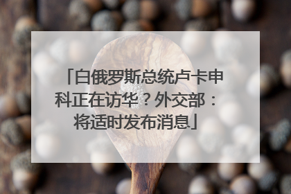 白俄罗斯总统卢卡申科正在访华？外交部：将适时发布消息