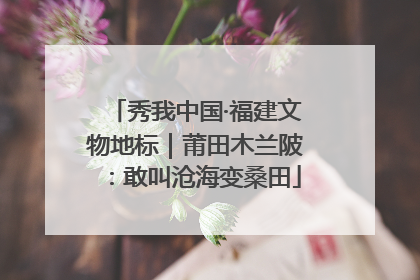 秀我中国·福建文物地标｜莆田木兰陂：敢叫沧海变桑田