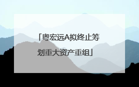 粤宏远A拟终止筹划重大资产重组