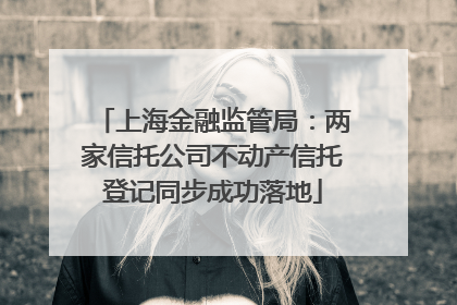 上海金融监管局：两家信托公司不动产信托登记同步成功落地