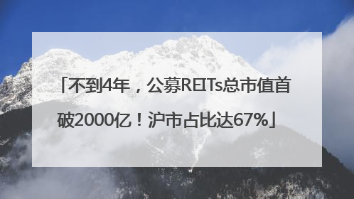 不到4年，公募REITs总市值首破2000亿！沪市占比达67%