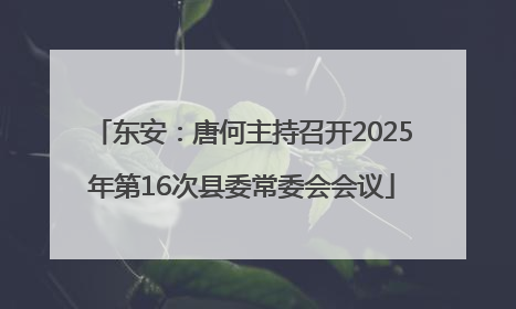 东安：唐何主持召开2025年第16次县委常委会会议