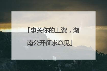 事关你的工资，湖南公开征求意见