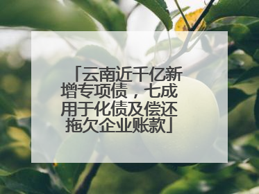 云南近千亿新增专项债，七成用于化债及偿还拖欠企业账款