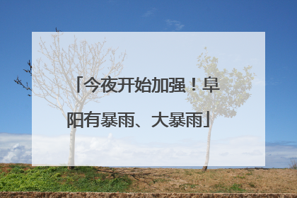 今夜开始加强！阜阳有暴雨、大暴雨