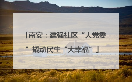 南安：建强社区“大党委”撬动民生“大幸福”