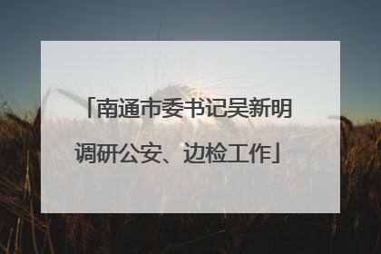 南通市委书记吴新明调研公安、边检工作