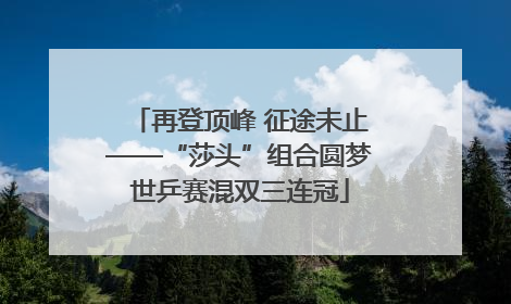 再登顶峰 征途未止——“莎头”组合圆梦世乒赛混双三连冠