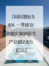 同比增长5.6% 一季度京津冀实现地区生产总值2.8万亿元