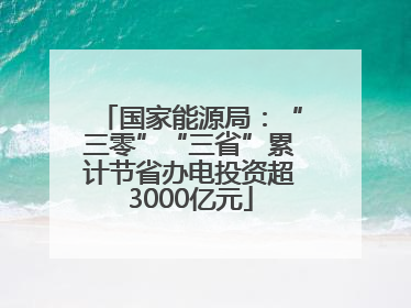 国家能源局：“三零”“三省”累计节省办电投资超3000亿元