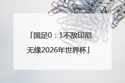 国足0：1不敌印尼 无缘2026年世界杯