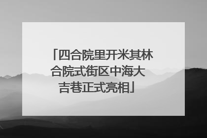 四合院里开米其林 合院式街区中海大吉巷正式亮相