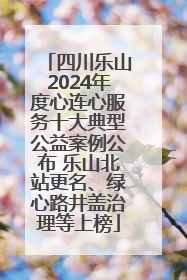 四川乐山2024年度心连心服务十大典型公益案例公布 乐山北站更名、绿心路井盖治理等上榜