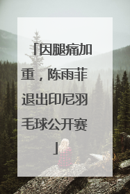 因腿痛加重，陈雨菲退出印尼羽毛球公开赛