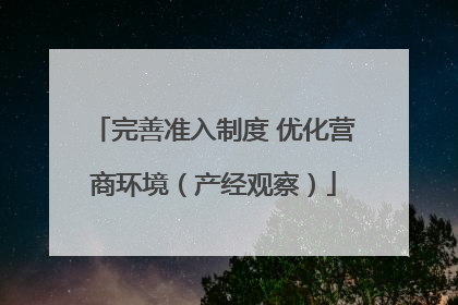 完善准入制度 优化营商环境（产经观察）
