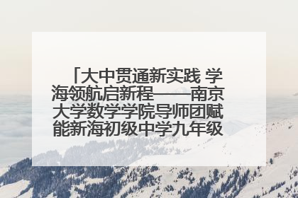 大中贯通新实践 学海领航启新程——南京大学数学学院导师团赋能新海初级中学九年级学子生涯规划