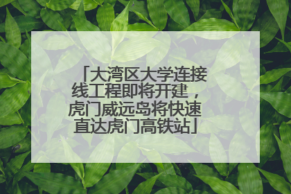 大湾区大学连接线工程即将开建，虎门威远岛将快速直达虎门高铁站