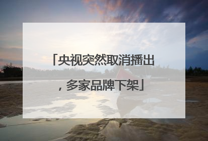 央视突然取消播出，多家品牌下架