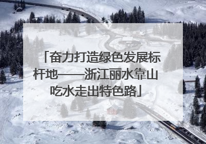 奋力打造绿色发展标杆地——浙江丽水靠山吃水走出特色路