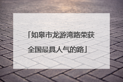 如皋市龙游湾路荣获全国最具人气的路