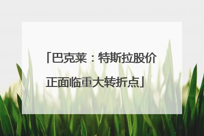 巴克莱：特斯拉股价正面临重大转折点