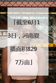 截至6月13日，河南夏播面积8297万亩