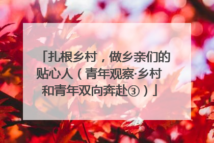 扎根乡村，做乡亲们的贴心人（青年观察·乡村和青年双向奔赴③）