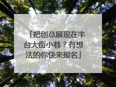 把创意展现在丰台大街小巷？有想法的你快来报名