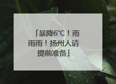 暴降6℃！雨雨雨！扬州人请提前准备