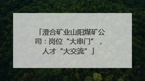 澄合矿业山阳煤矿公司：岗位“大串门”，人才“大交流”