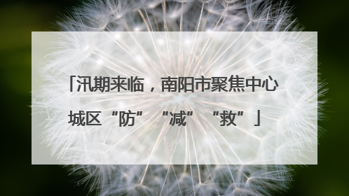 汛期来临，南阳市聚焦中心城区“防”“减”“救”