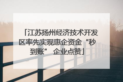 江苏扬州经济技术开发区率先实现惠企资金“秒到账” 企业点赞