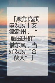 聚焦高质量发展丨安徽滁州：“融圈进群”借东风，当好发展“合伙人”