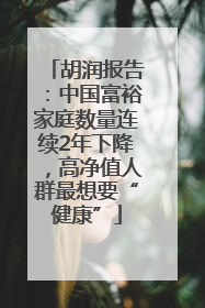 胡润报告：中国富裕家庭数量连续2年下降，高净值人群最想要“健康”
