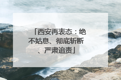 西安再表态：绝不姑息、彻底斩断、严肃追责