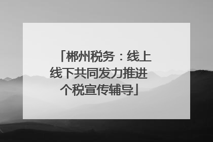 郴州税务：线上线下共同发力推进个税宣传辅导