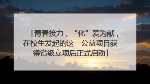 青春接力，“化”爱为献，在校生发起的这一公益项目获得省级立项后正式启动