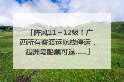 阵风11～12级！广西所有客渡运航线停运，涠洲岛船票可退……