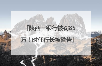 陕西一银行被罚85万！时任行长被警告