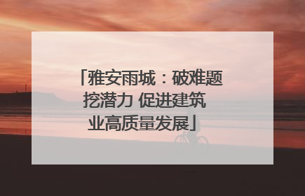 雅安雨城：破难题 挖潜力 促进建筑业高质量发展