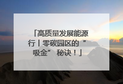 高质量发展能源行丨零碳园区的“吸金” 秘诀！