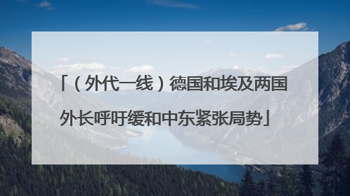 （外代一线）德国和埃及两国外长呼吁缓和中东紧张局势