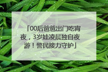 00后爸爸出门吃宵夜，3岁娃凌晨独自夜游！警民接力守护