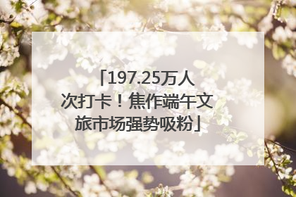 197.25万人次打卡！焦作端午文旅市场强势吸粉