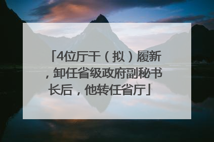 4位厅干（拟）履新，卸任省级政府副秘书长后，他转任省厅